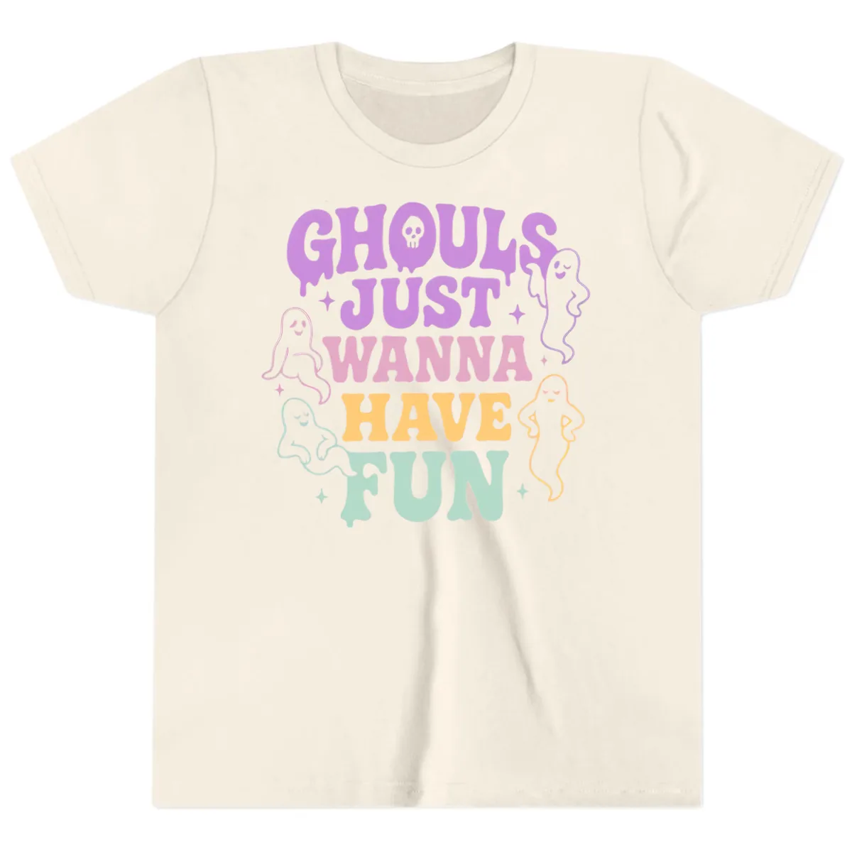 Ghouls Just Wanna Have Fun Halloween Youth T-Shirt in Natural