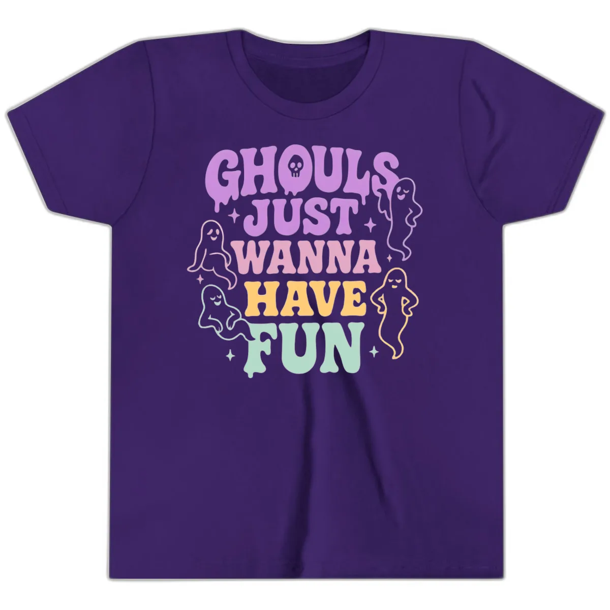 Ghouls Just Wanna Have Fun Halloween Youth T-Shirt in Team Purple