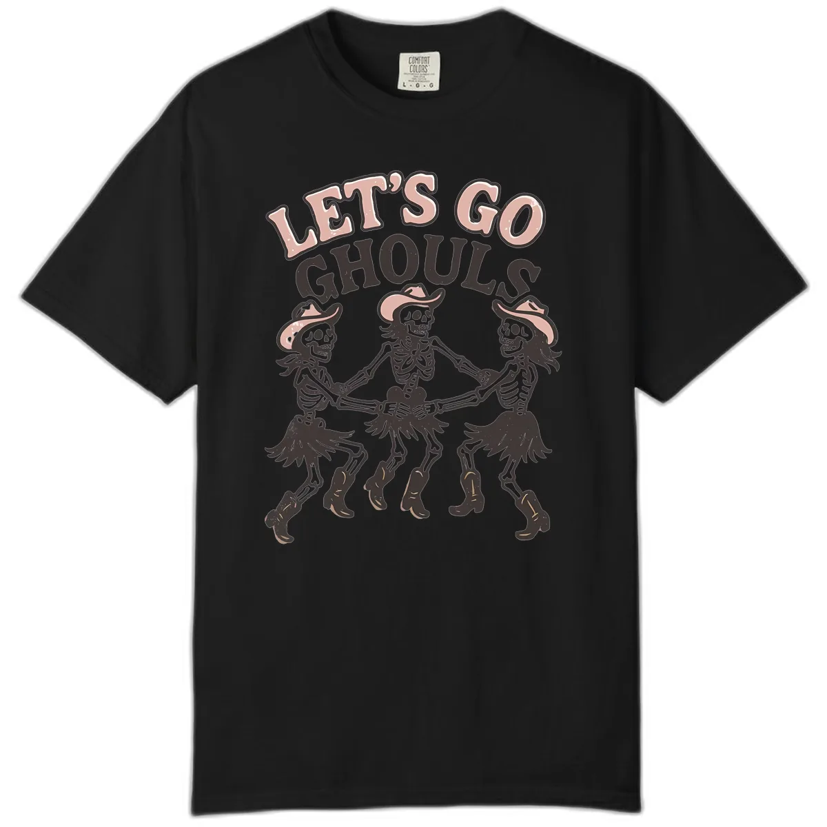 Lets Go Ghouls Skeleton Dance Comfort Color in Black