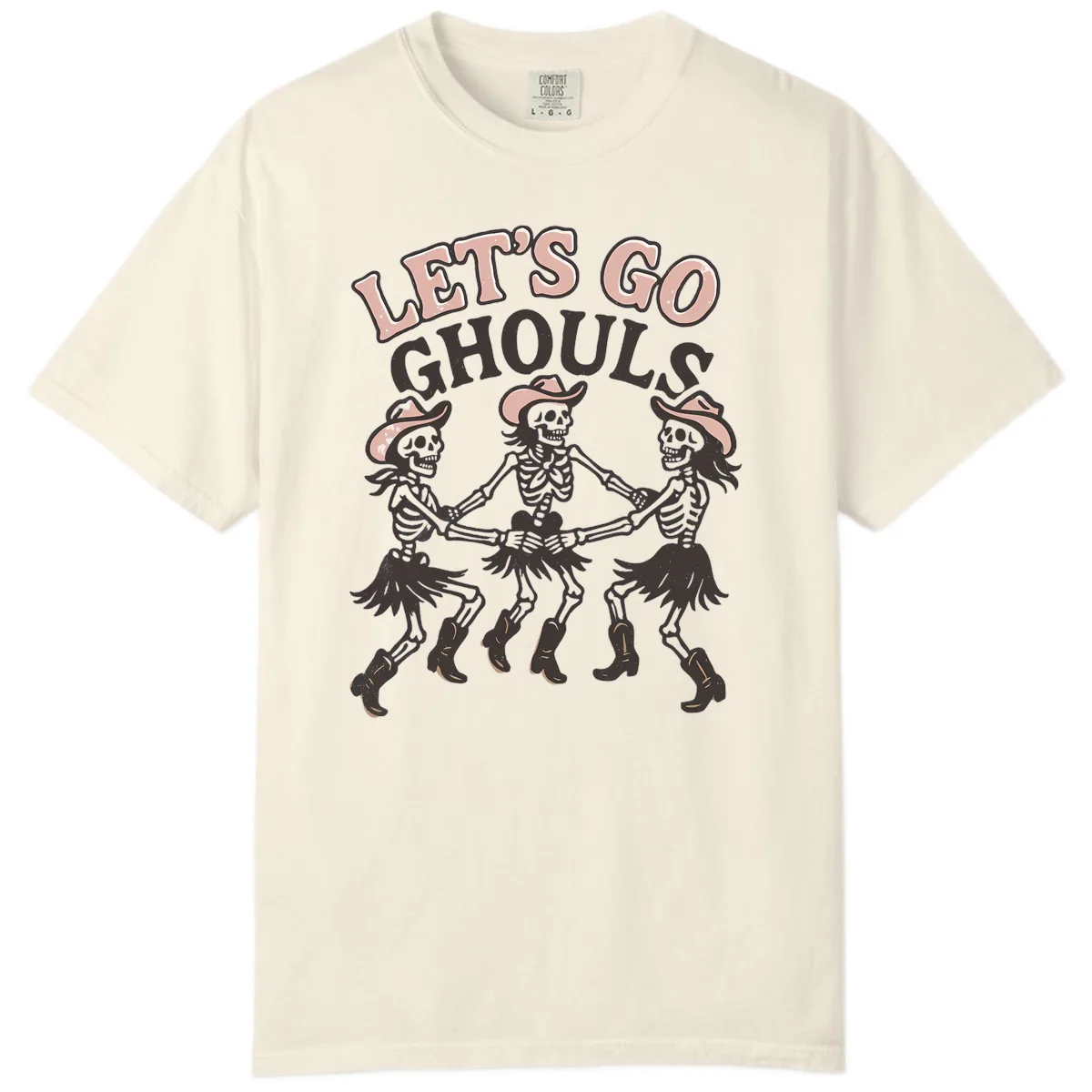 Lets Go Ghouls Skeleton Dance Comfort Color in Ivory