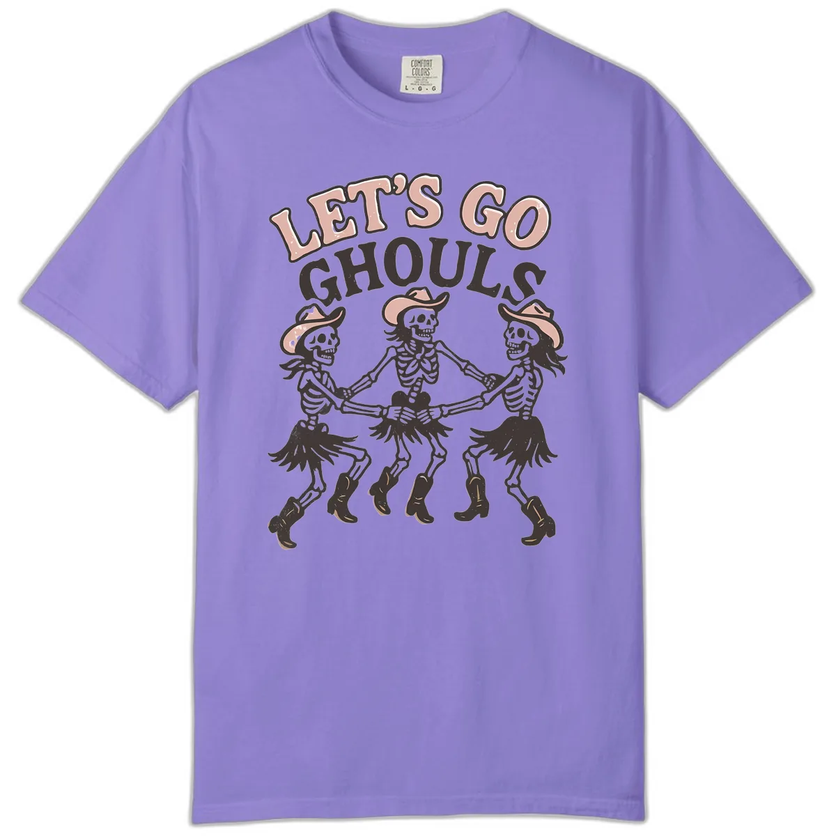 Lets Go Ghouls Skeleton Dance Comfort Color in Violet