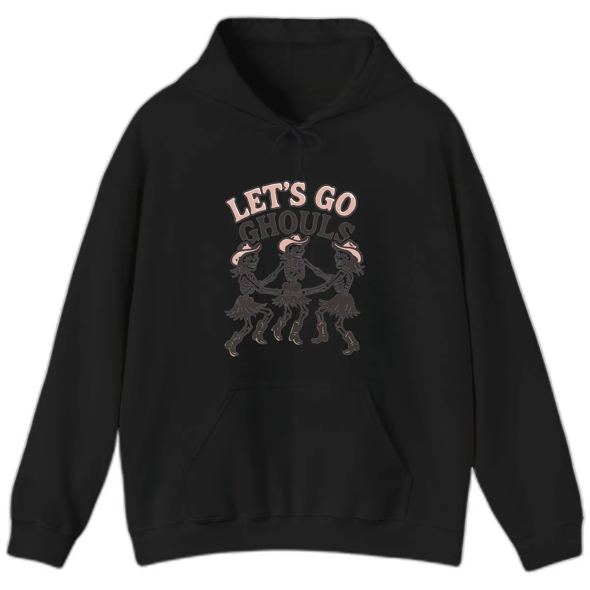 Lets Go Ghouls Skeleton Dance Hoodie in Black