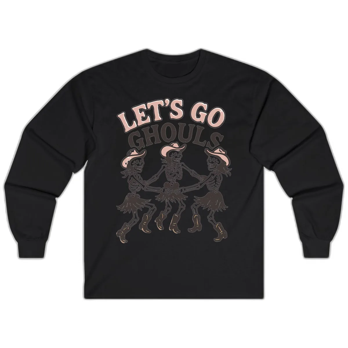 Lets Go Ghouls Skeleton Dance Long Sleeve in Black