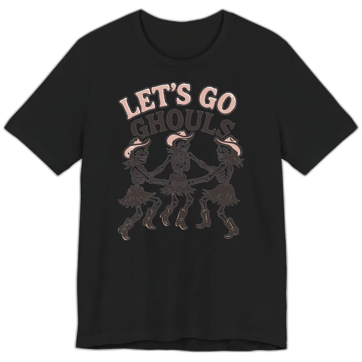 Lets Go Ghouls Skeleton Dance Premium T-Shirt in Black