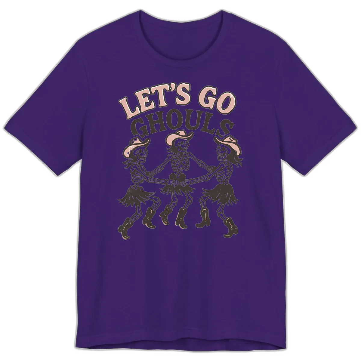Lets Go Ghouls Skeleton Dance Premium T-Shirt in Team Purple
