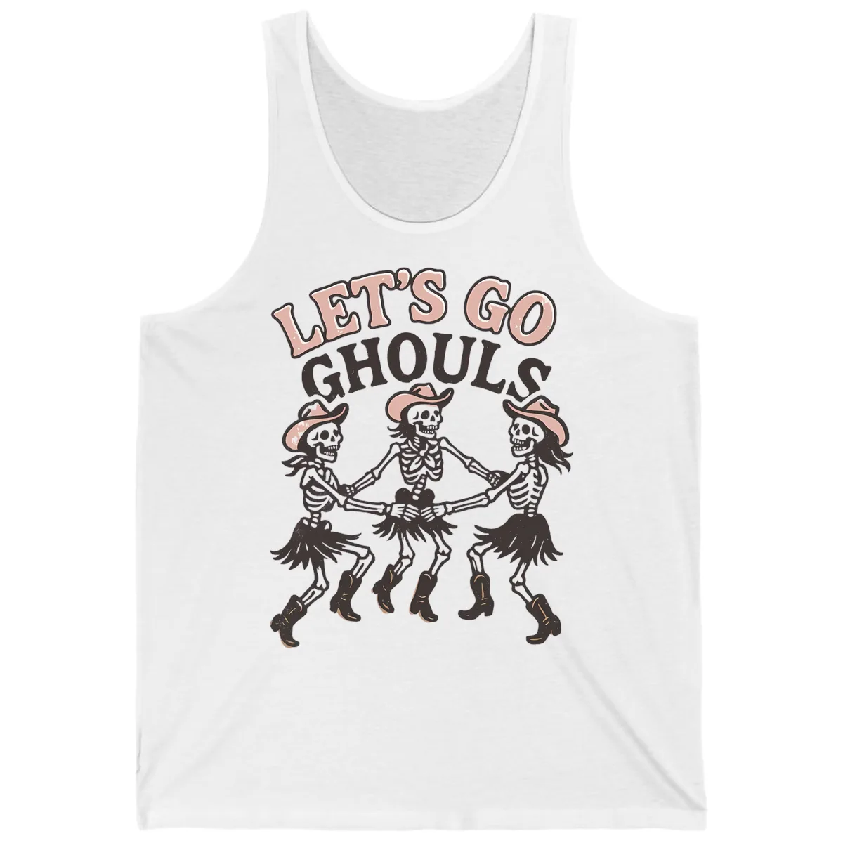 Lets Go Ghouls Skeleton Dance Tank in White