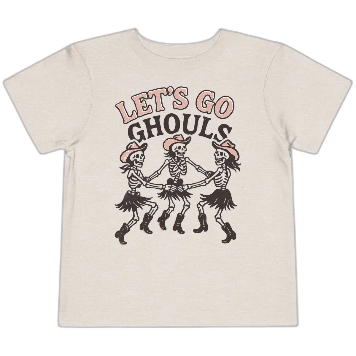 Lets Go Ghouls Skeleton Dance Toddler T-Shirt in Heather Dust
