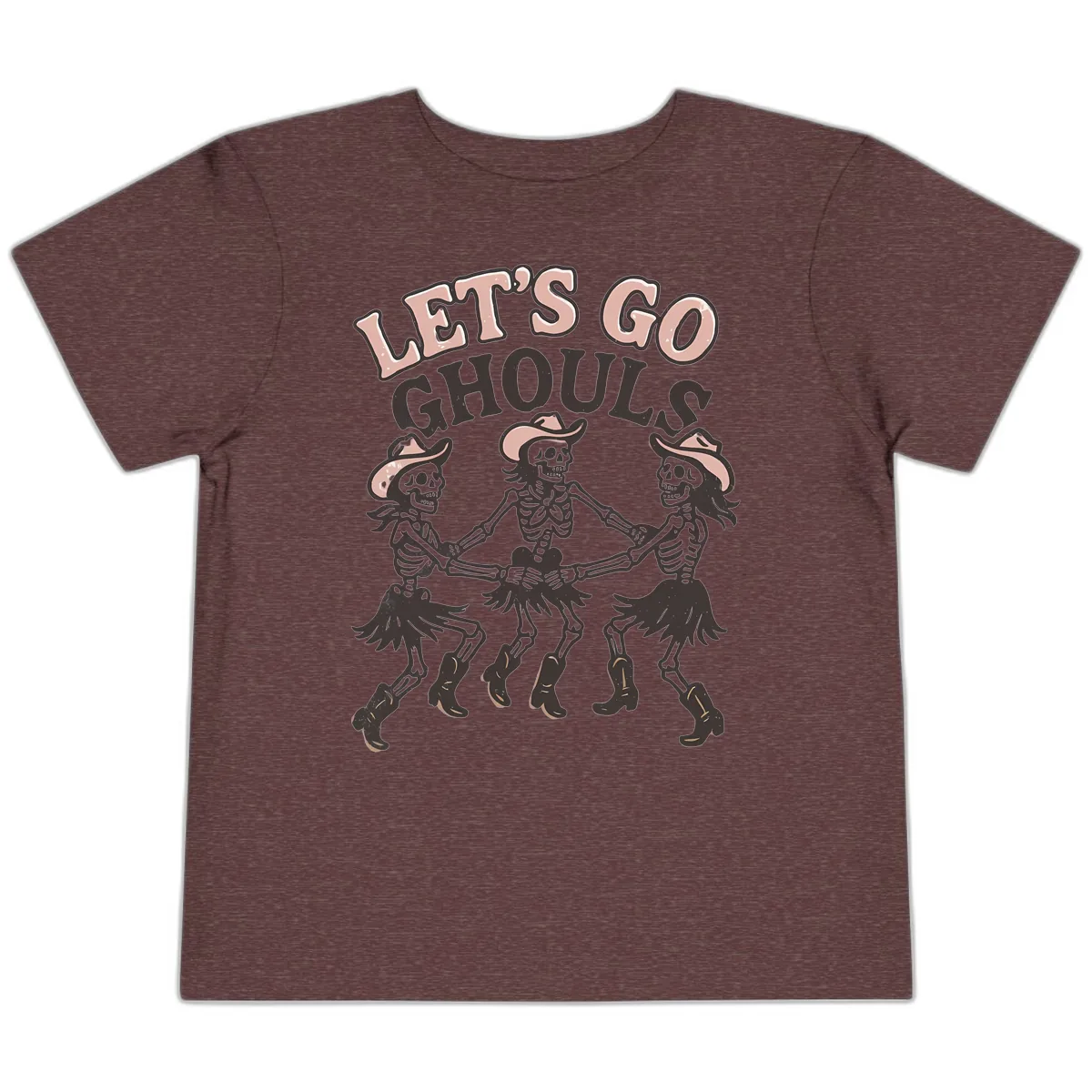 Lets Go Ghouls Skeleton Dance Toddler T-Shirt in Heather Maroon