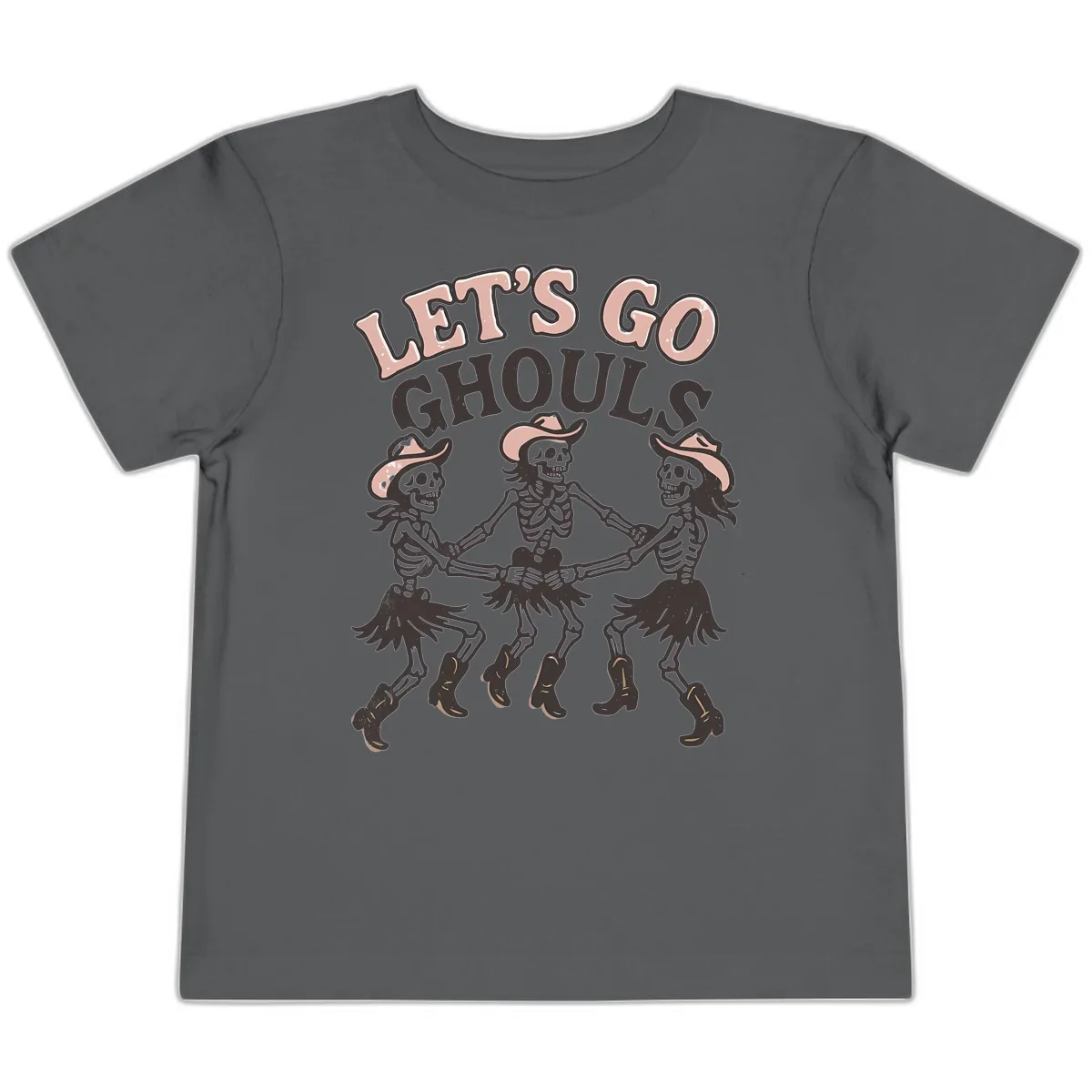 Lets Go Ghouls Skeleton Dance Toddler T-Shirt in Asphalt