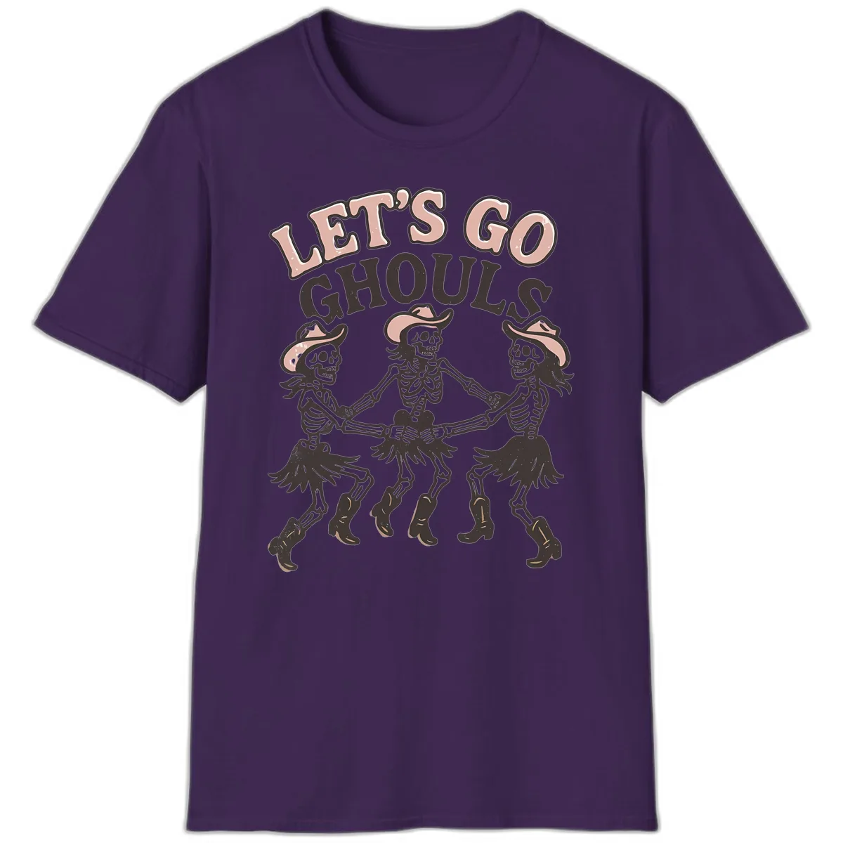 Lets Go Ghouls Skeleton Dance T-Shirt in Purple