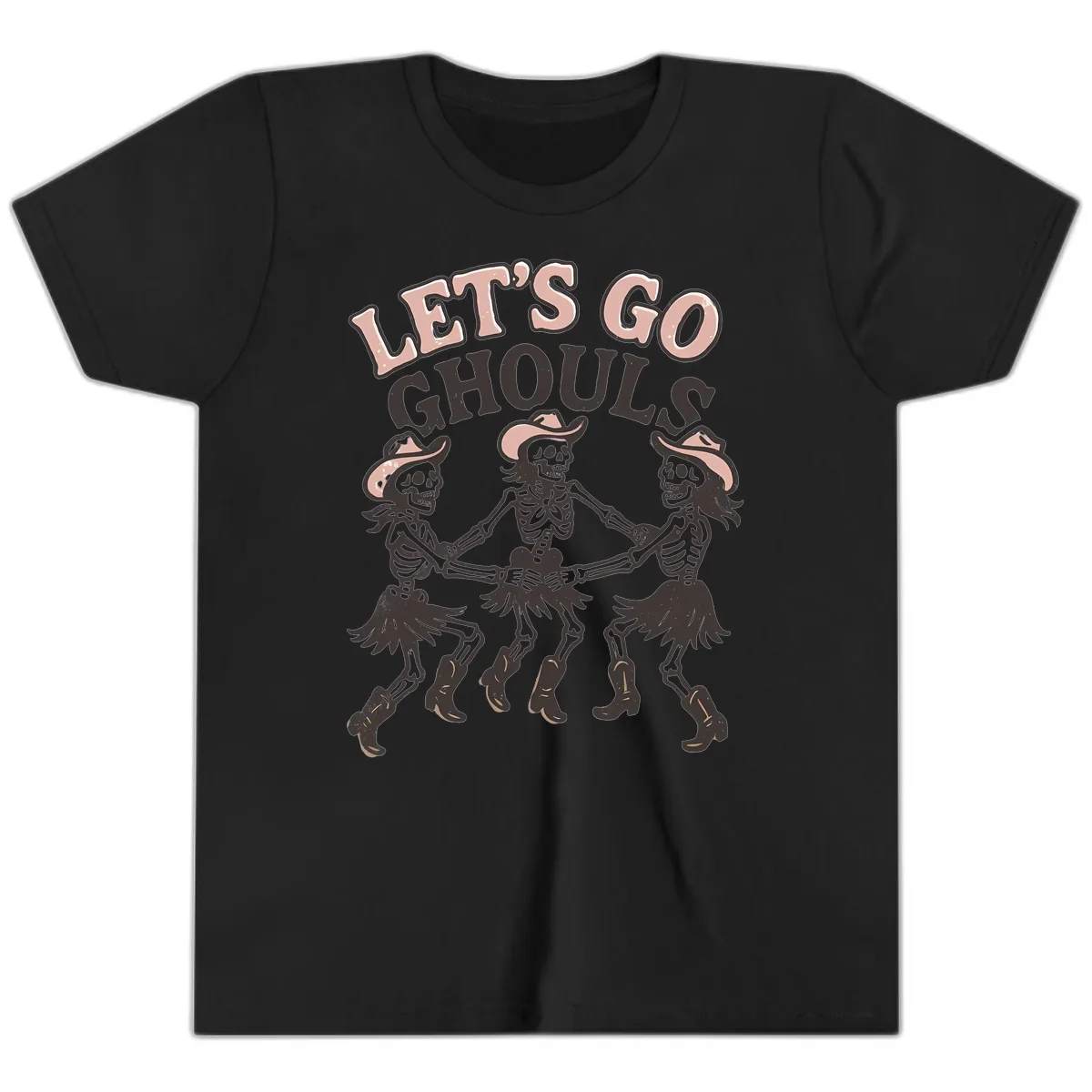 Lets Go Ghouls Skeleton Dance Youth T-Shirt in Black