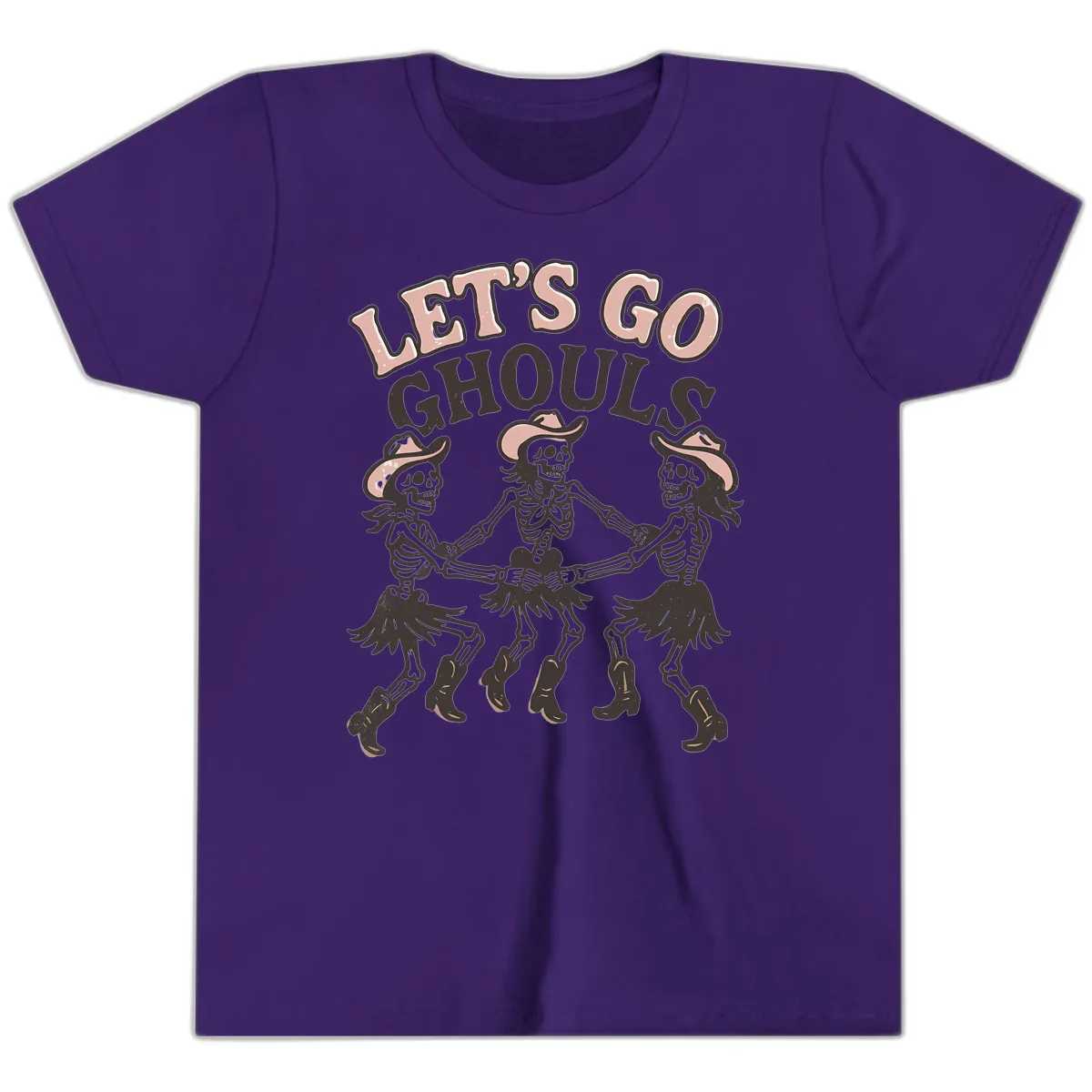 Lets Go Ghouls Skeleton Dance Youth T-Shirt in Team Purple