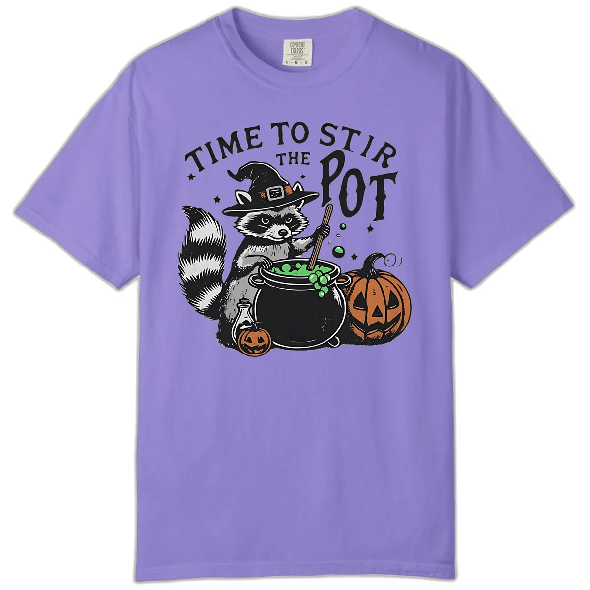 Raccoon Stirring Up Halloween Trouble Comfort Color in Violet