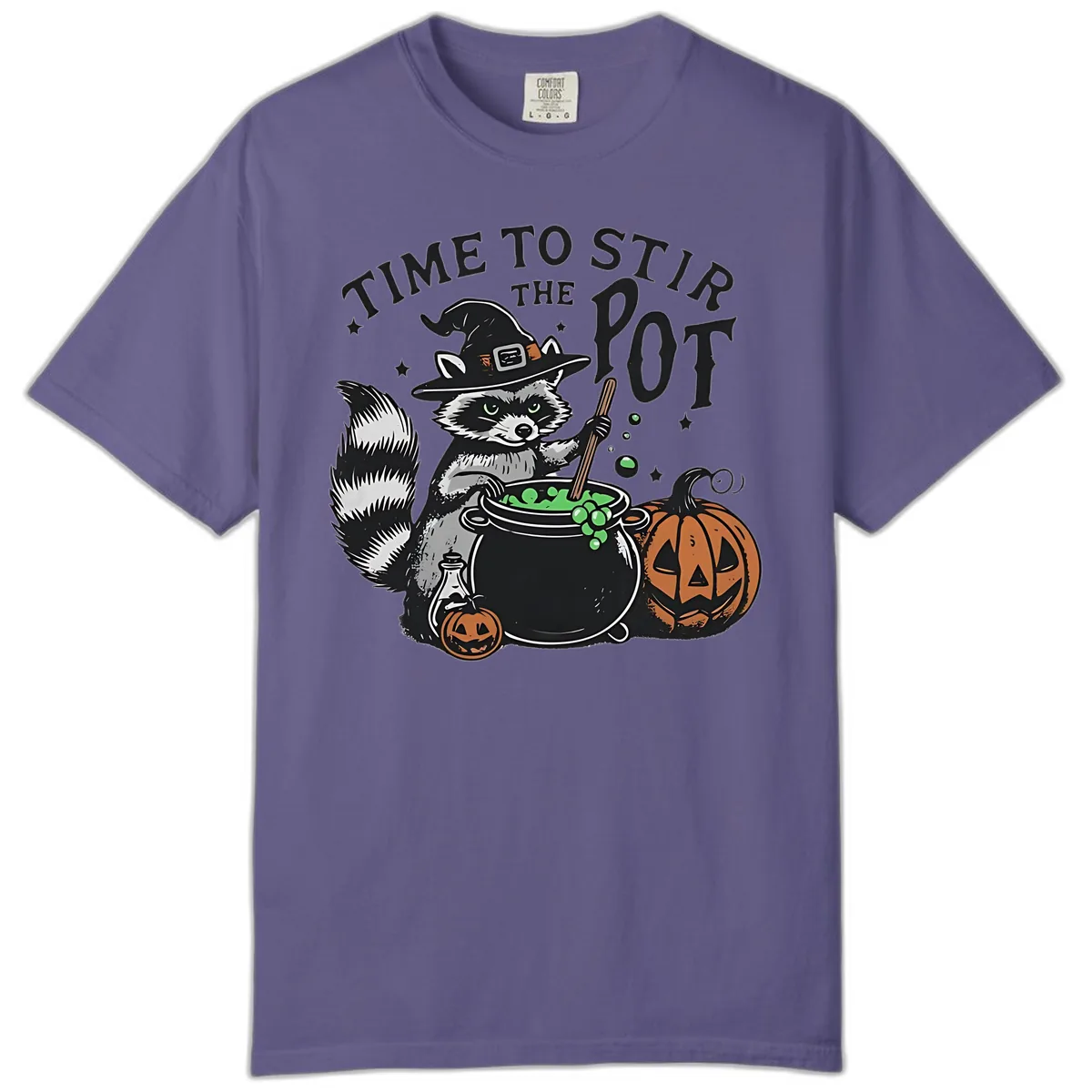 Raccoon Stirring Up Halloween Trouble Comfort Color in Grape