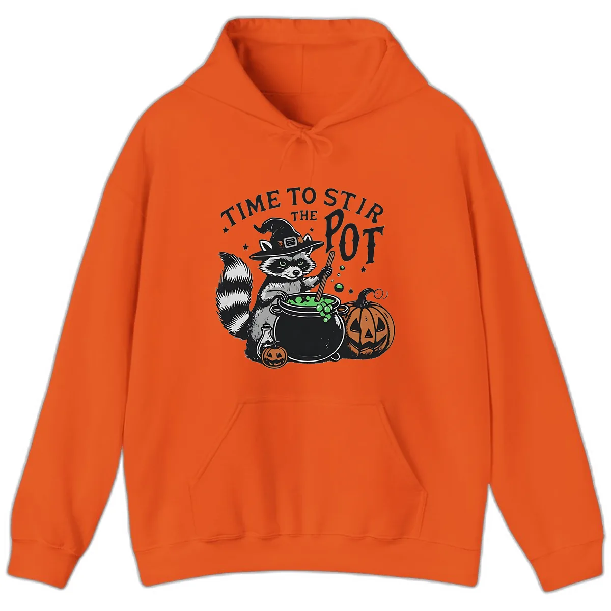 Raccoon Stirring Up Halloween Trouble Hoodie in Orange