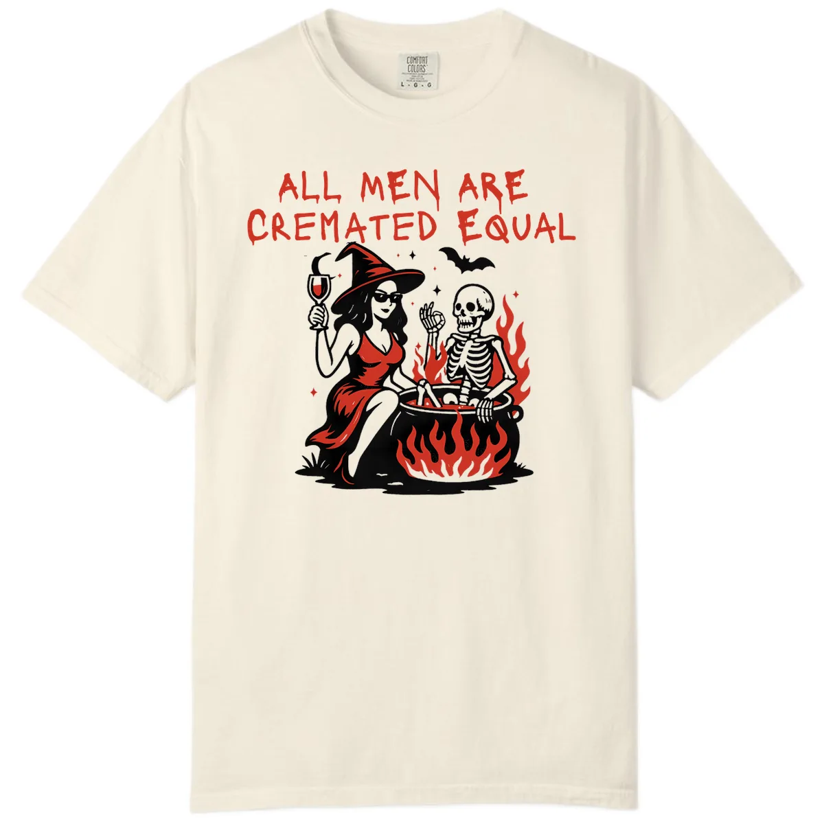 All Men Are Cremated Equal Halloween Comfort Color in Ivory