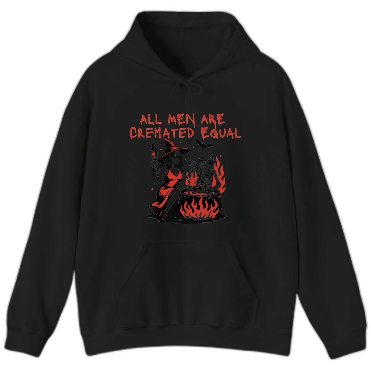 All Men Are Cremated Equal Halloween Hoodie in Black