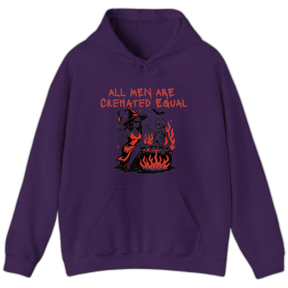 All Men Are Cremated Equal Halloween Hoodie in Purple