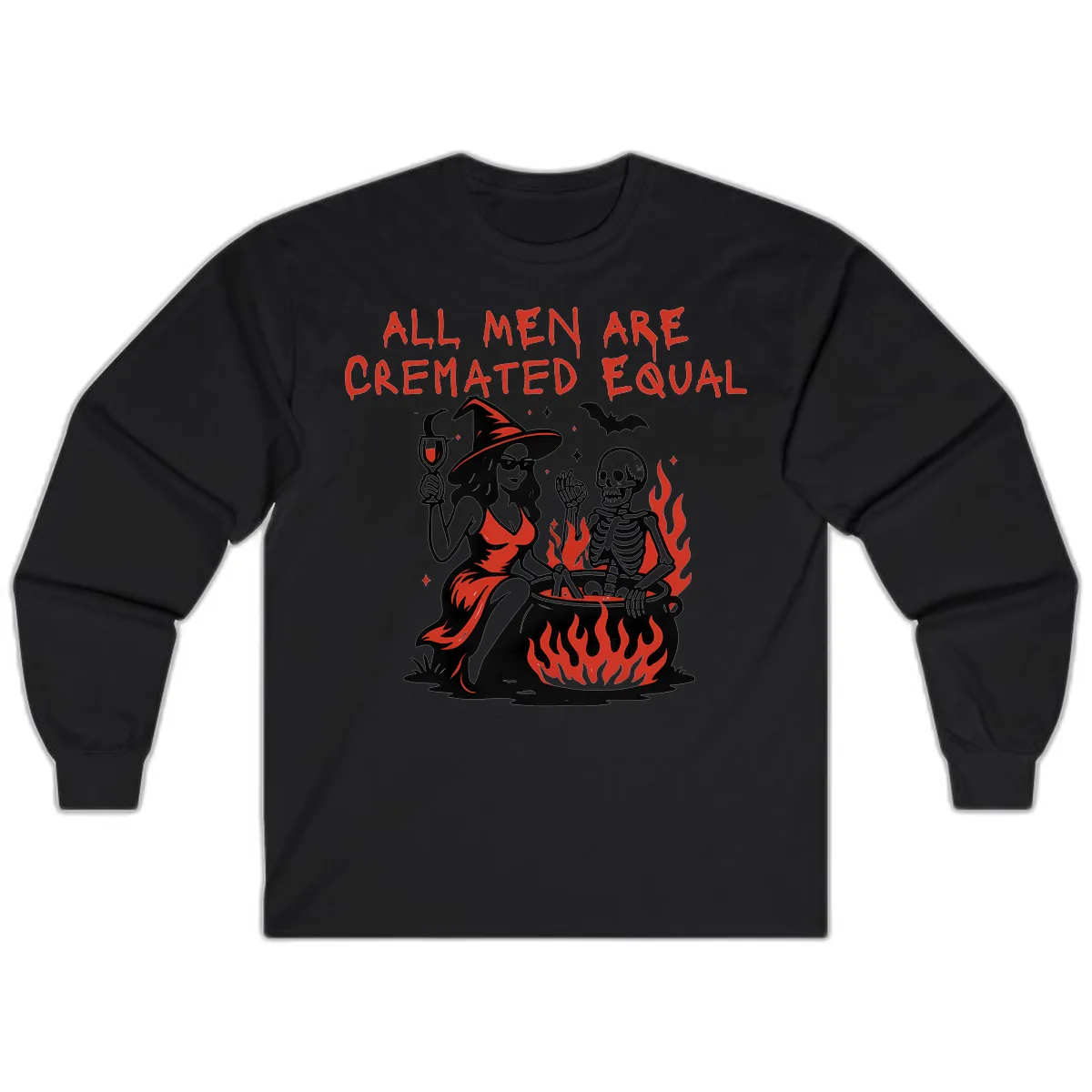 All Men Are Cremated Equal Halloween Long Sleeve in Black