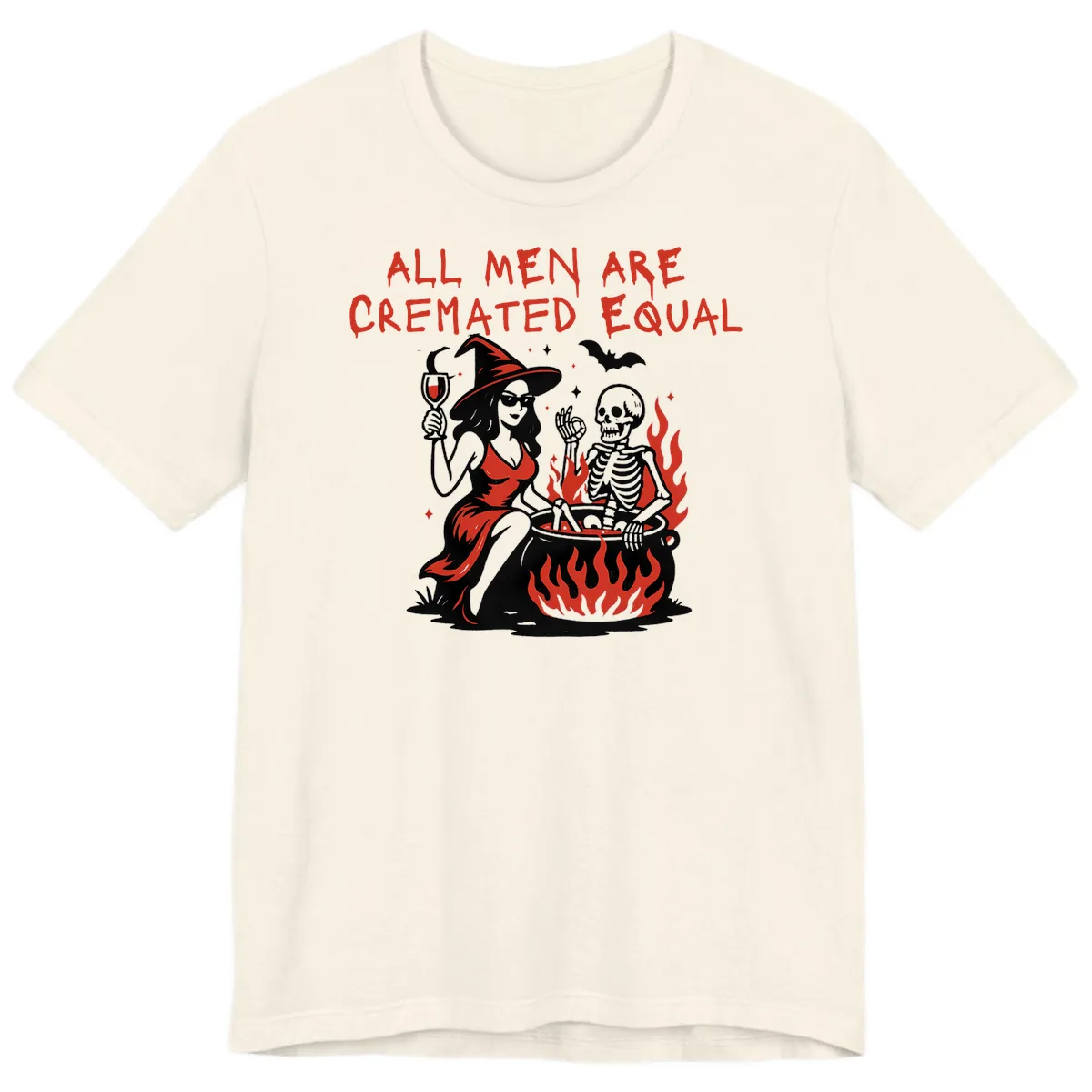 All Men Are Cremated Equal Halloween Premium T-Shirt in Natural