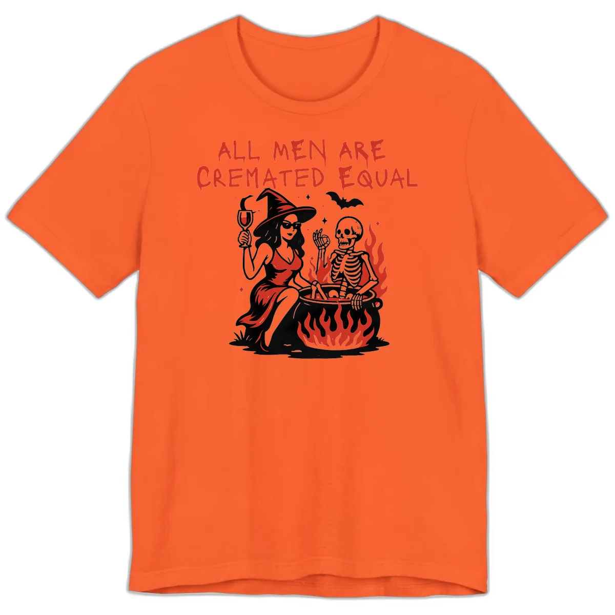 All Men Are Cremated Equal Halloween Premium T-Shirt in Orange