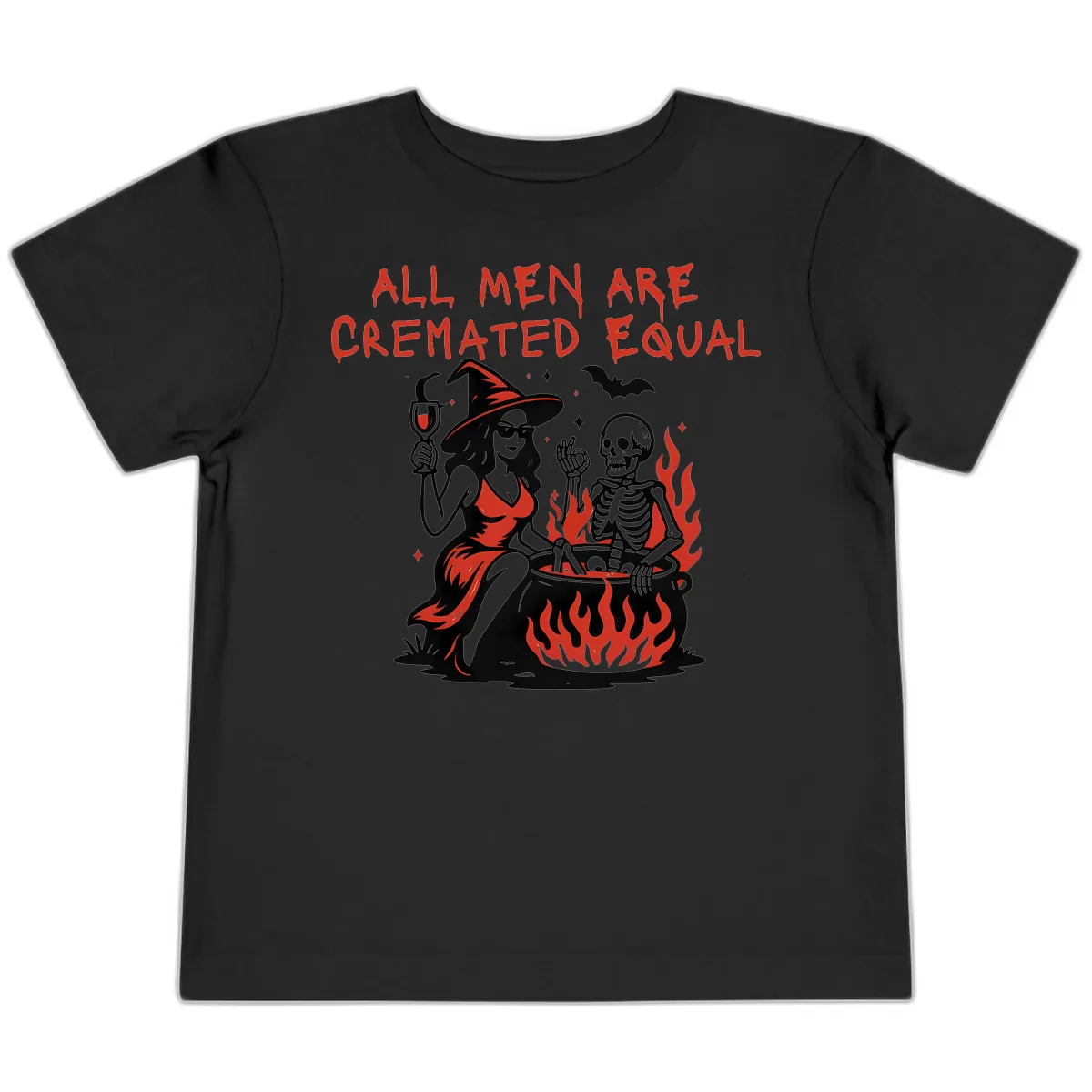 All Men Are Cremated Equal Halloween Toddler T-Shirt in Black