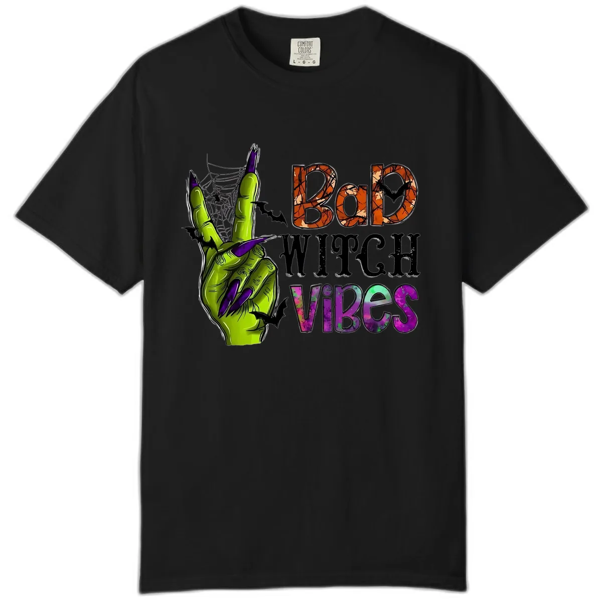Bad Witch Vibes Halloween Graphic Comfort Color in Black