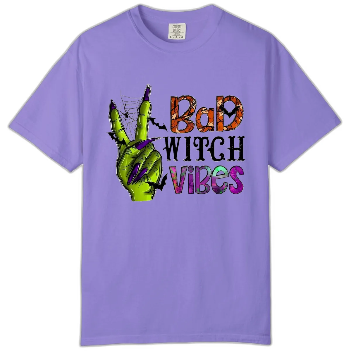 Bad Witch Vibes Halloween Graphic Comfort Color in Violet
