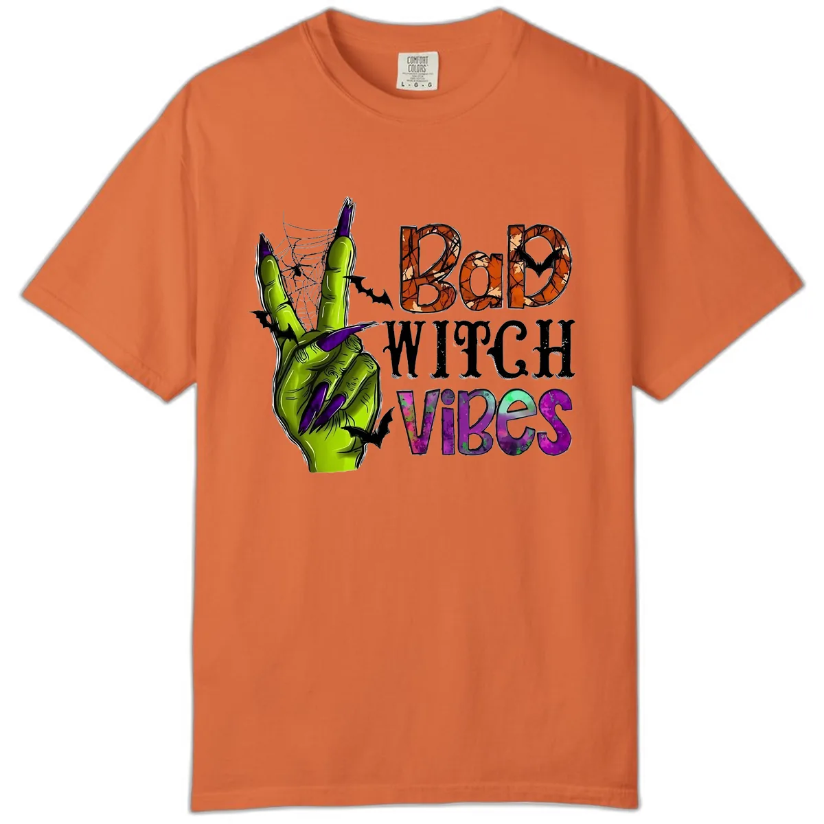 Bad Witch Vibes Halloween Graphic Comfort Color in Burnt Orange