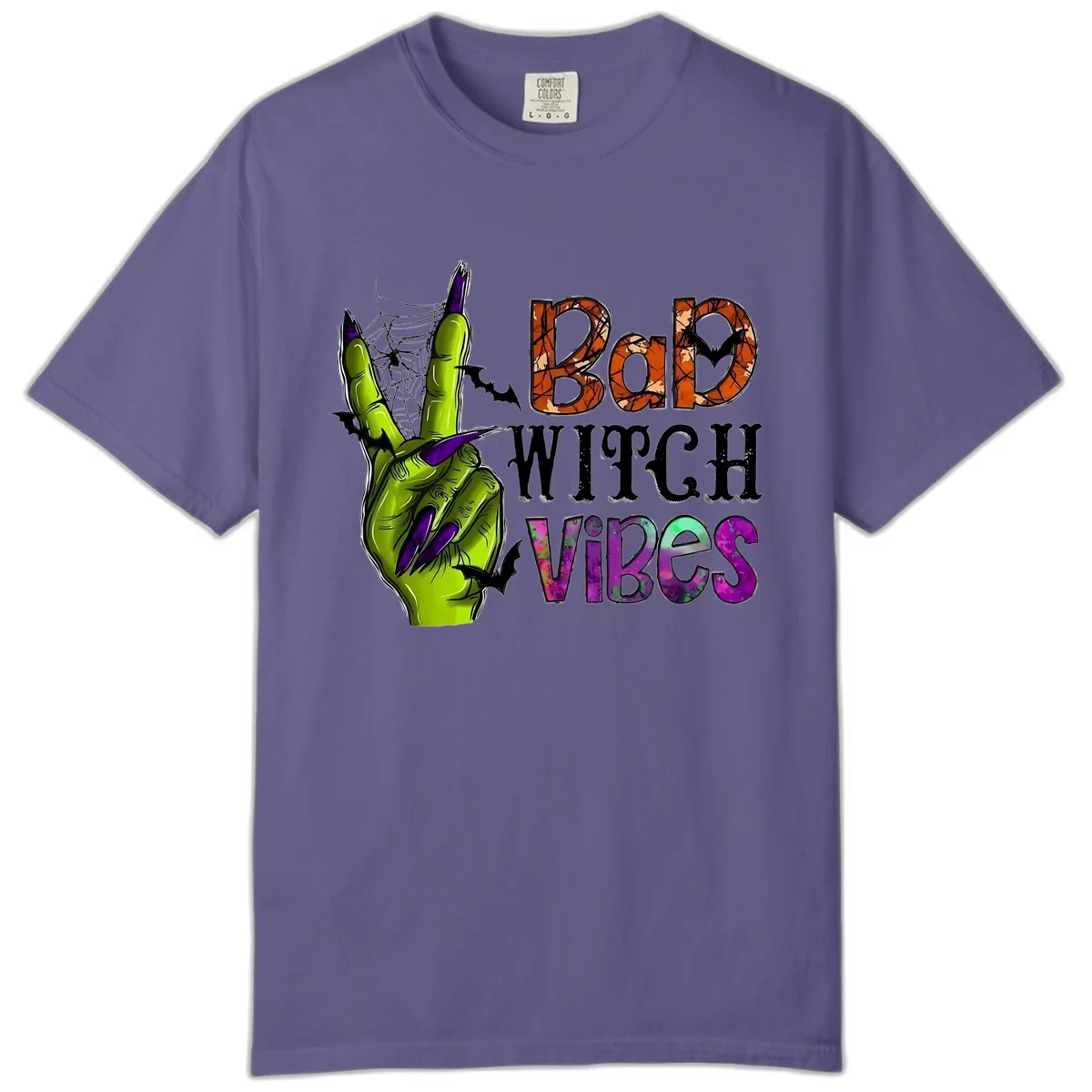 Bad Witch Vibes Halloween Graphic Comfort Color in Grape