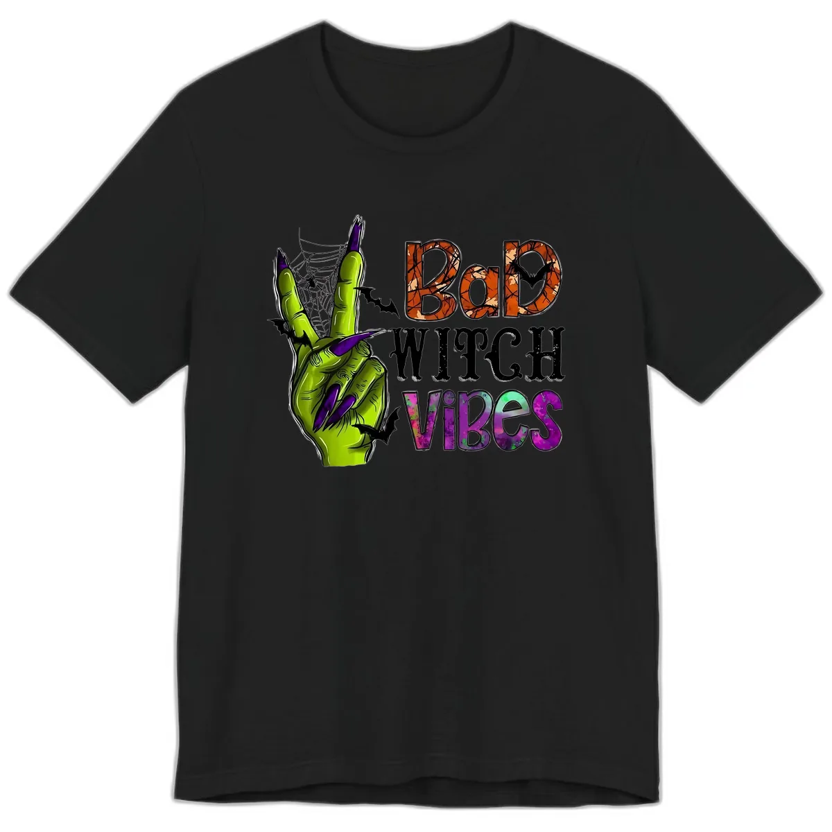 Bad Witch Vibes Halloween Graphic Premium T-Shirt in Black