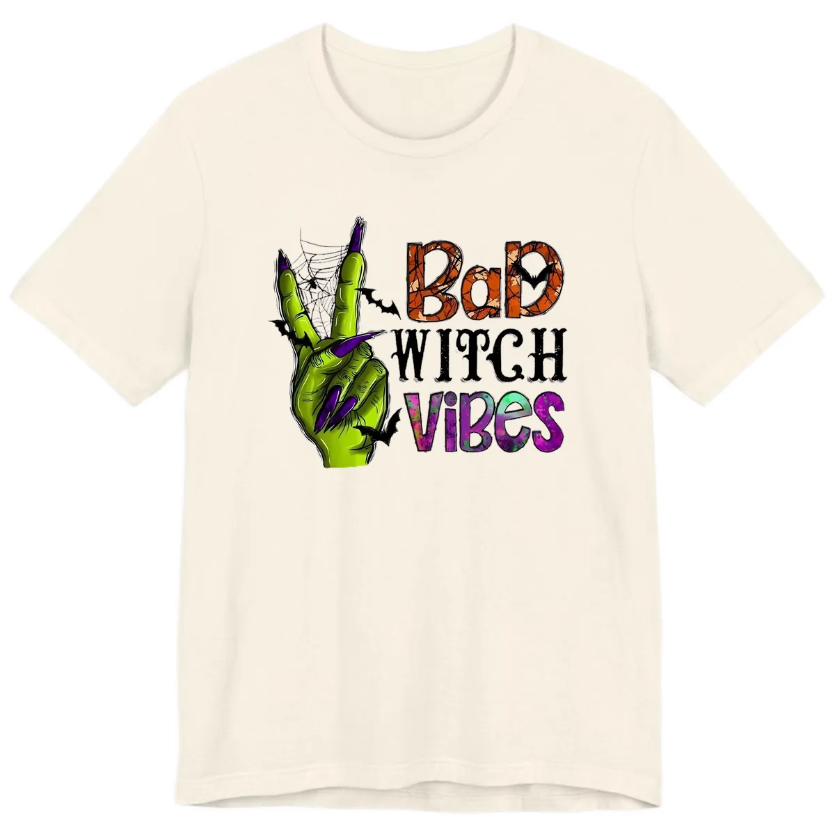 Bad Witch Vibes Halloween Graphic Premium T-Shirt in Natural