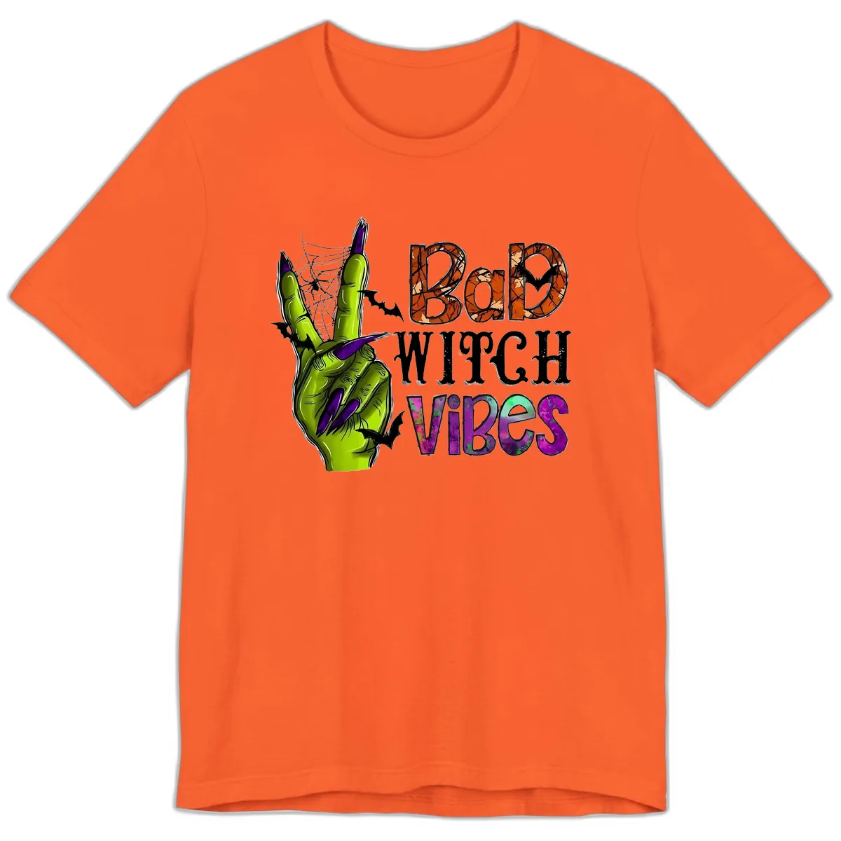 Bad Witch Vibes Halloween Graphic Premium T-Shirt in Orange