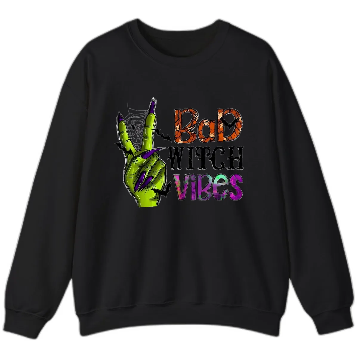 Bad Witch Vibes Halloween Graphic Sweatshirt in Black