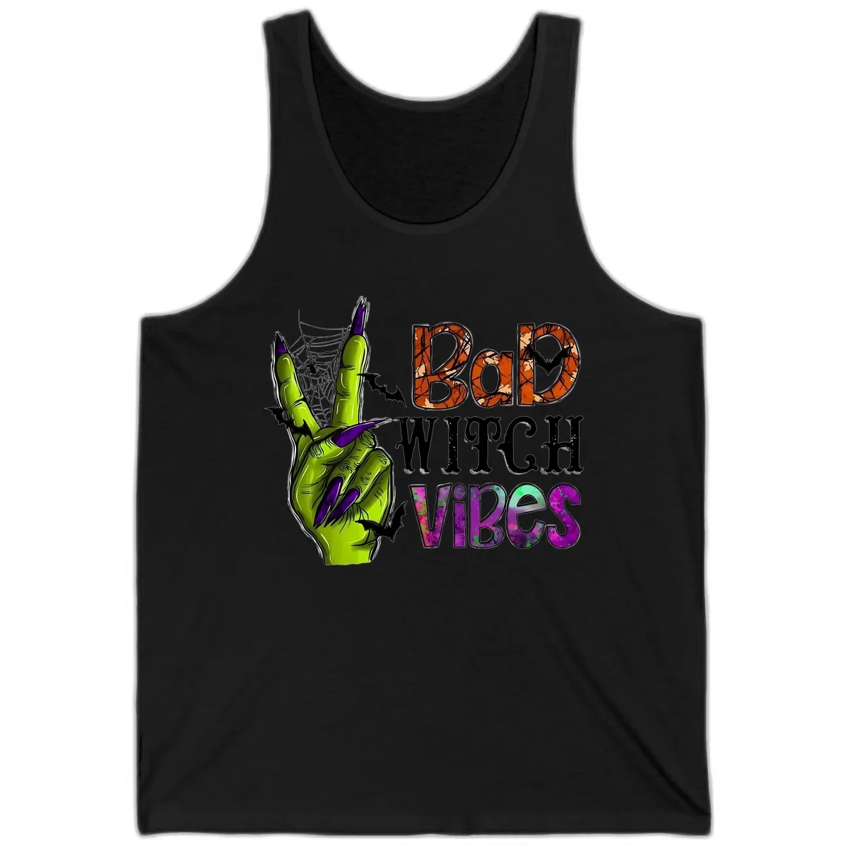 Bad Witch Vibes Halloween Graphic Tank in Black