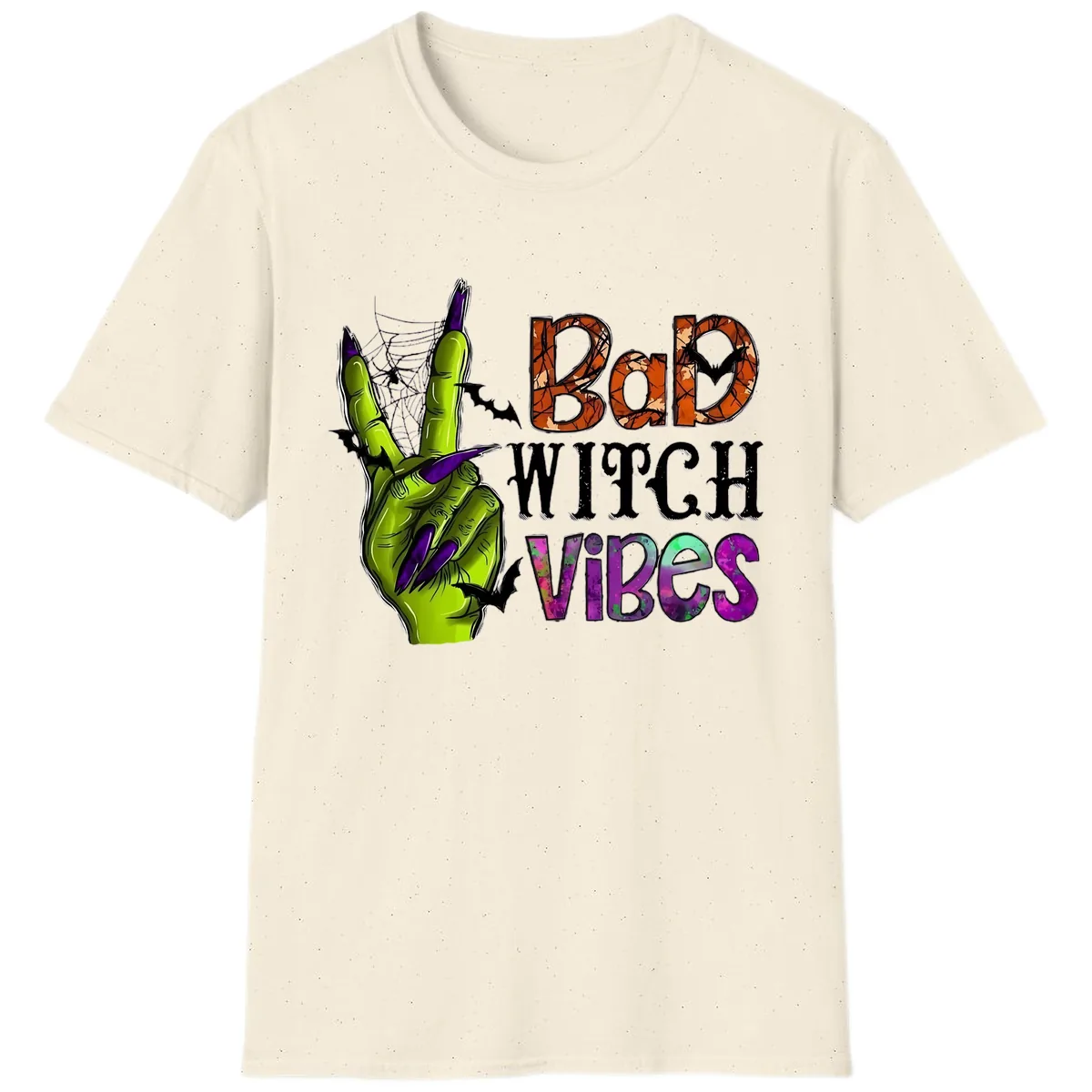 Bad Witch Vibes Halloween Graphic T-Shirt in Natural