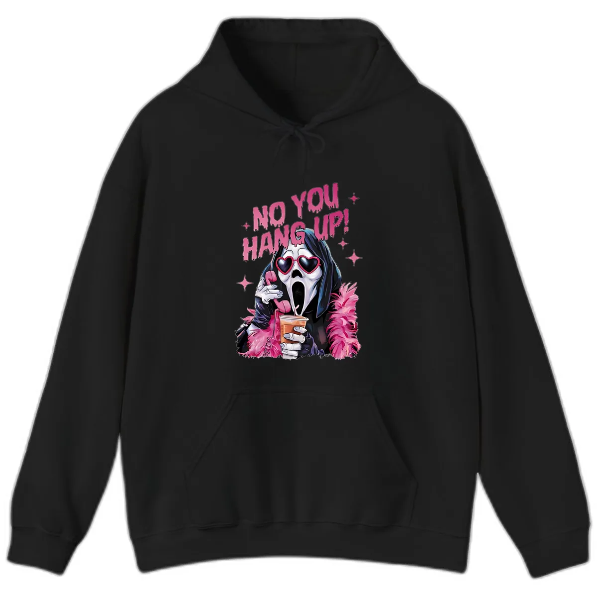 Ghostface Hang Up Halloween Design Hoodie in Black