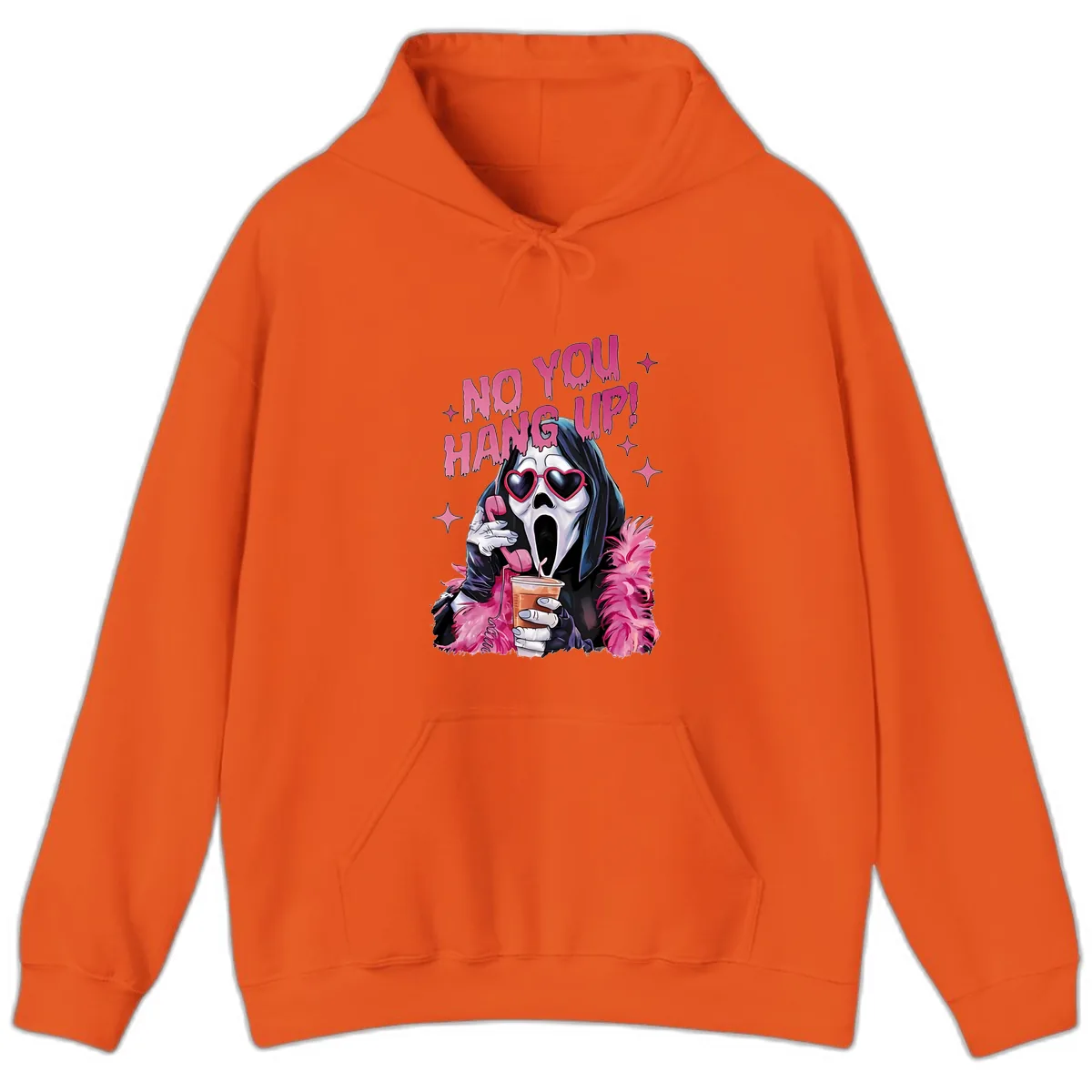 Ghostface Hang Up Halloween Design Hoodie in Orange