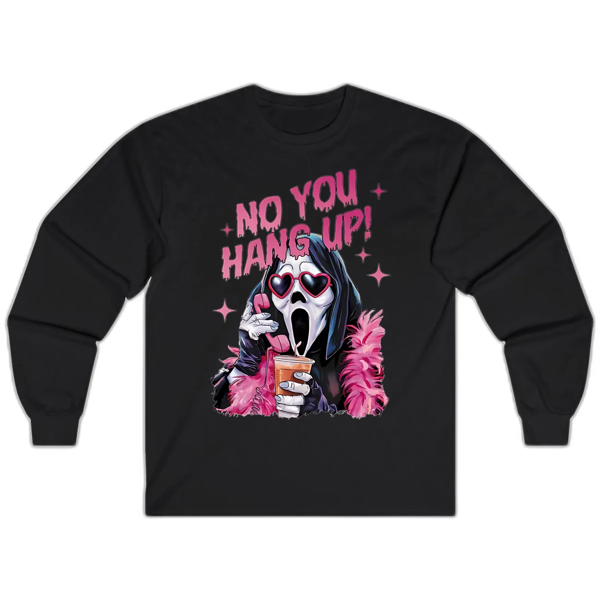 Ghostface Hang Up Halloween Design Long Sleeve in Black