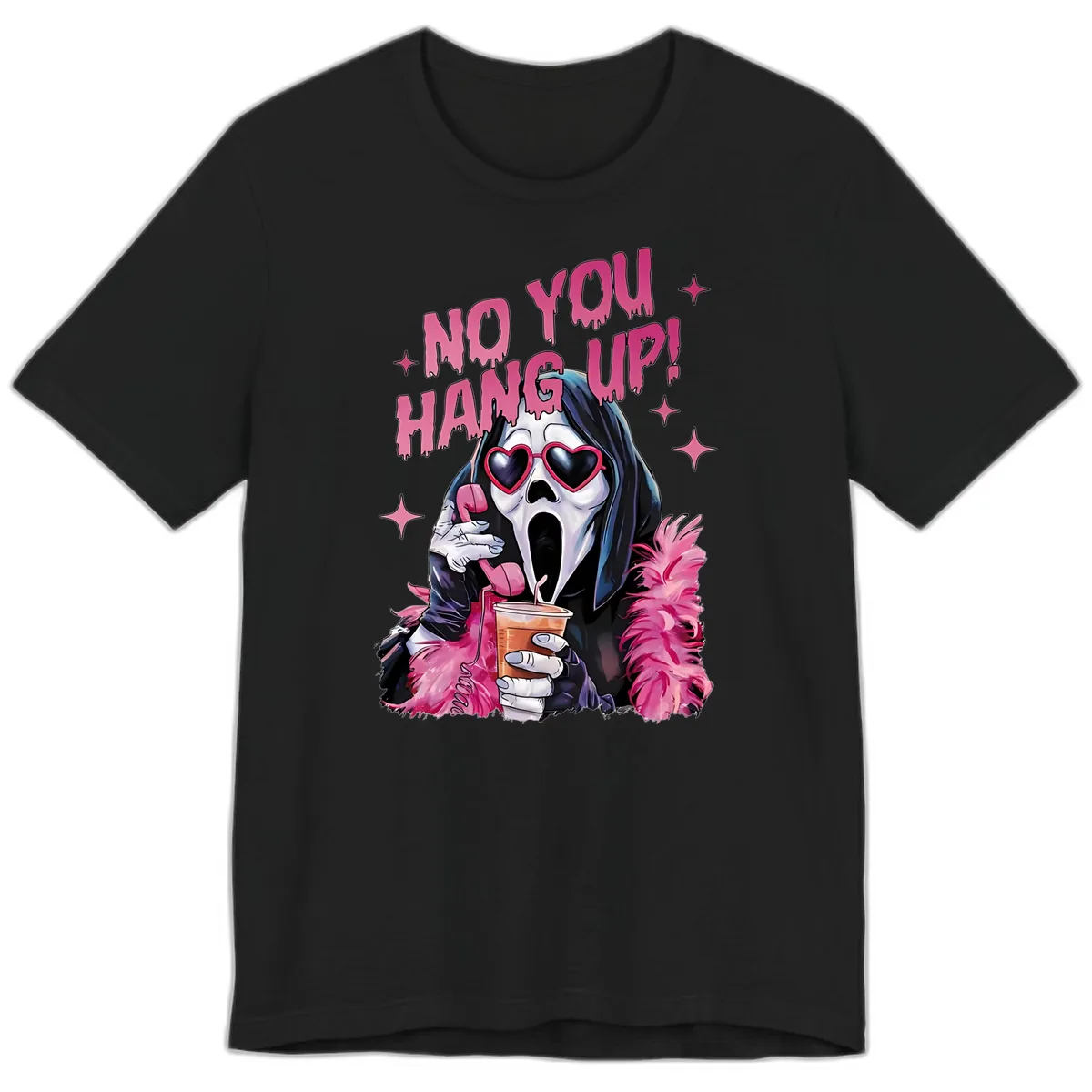 Ghostface Hang Up Halloween Design Premium T-Shirt in Black