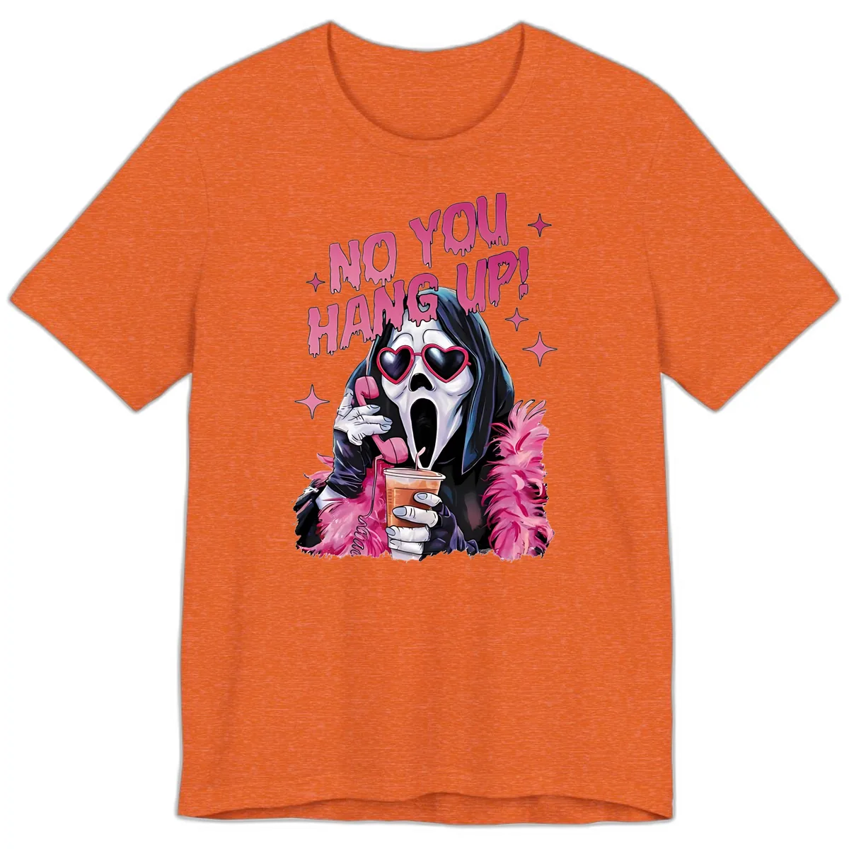 Ghostface Hang Up Halloween Design Premium T-Shirt in Heather Orange