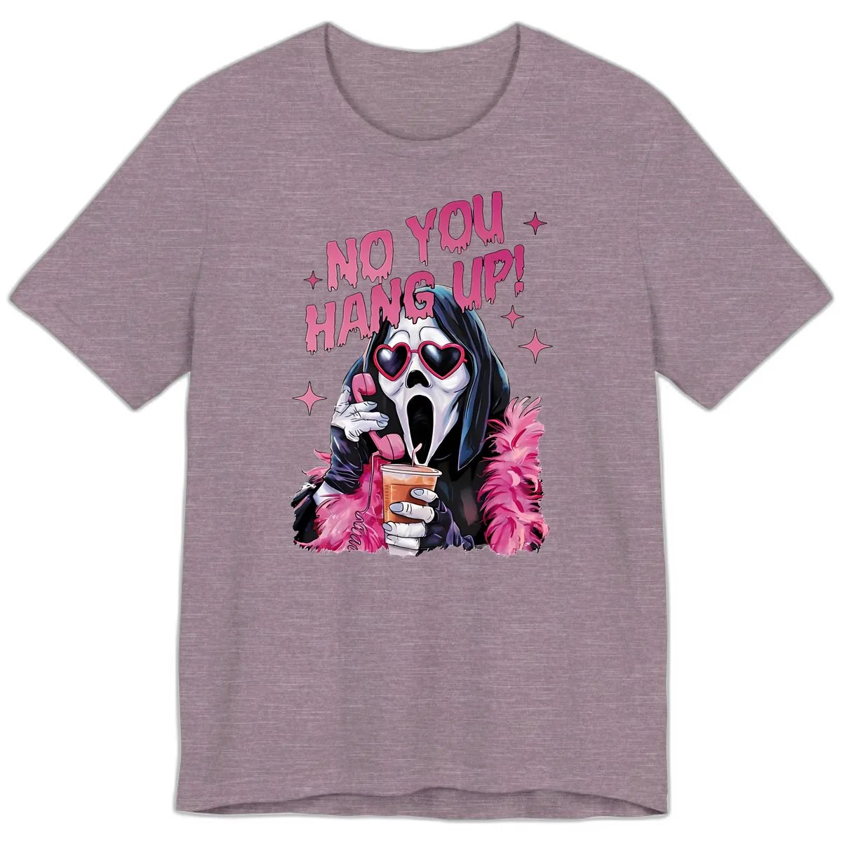 Ghostface Hang Up Halloween Design Premium T-Shirt in Heather Purple
