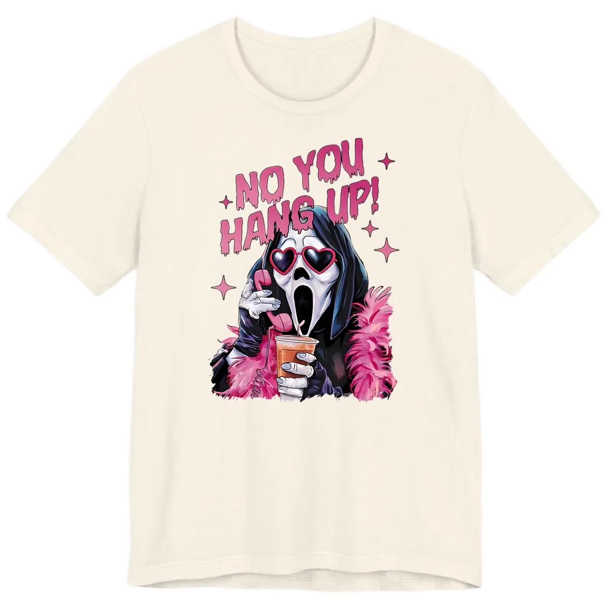 Ghostface Hang Up Halloween Design Premium T-Shirt in Natural
