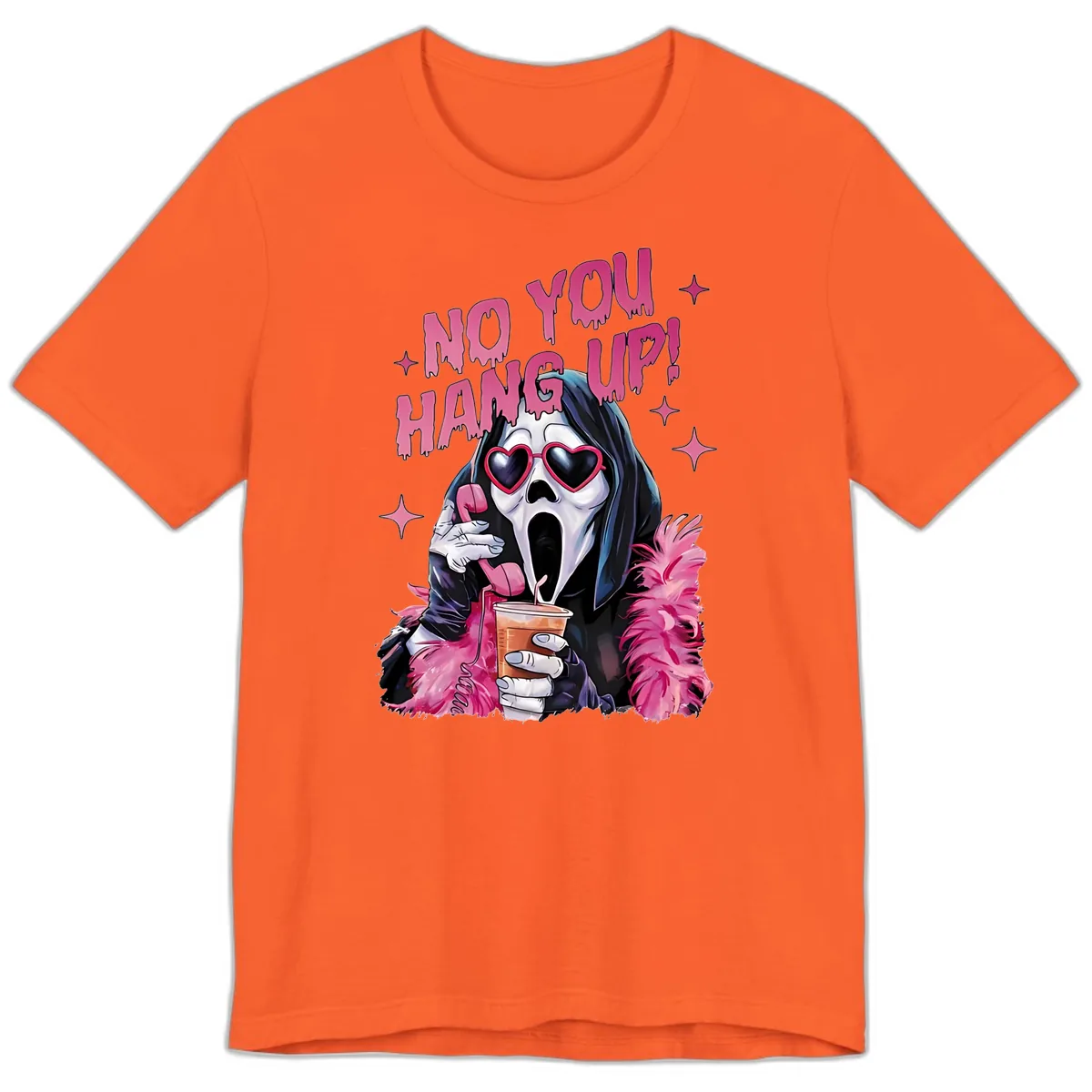 Ghostface Hang Up Halloween Design Premium T-Shirt in Orange