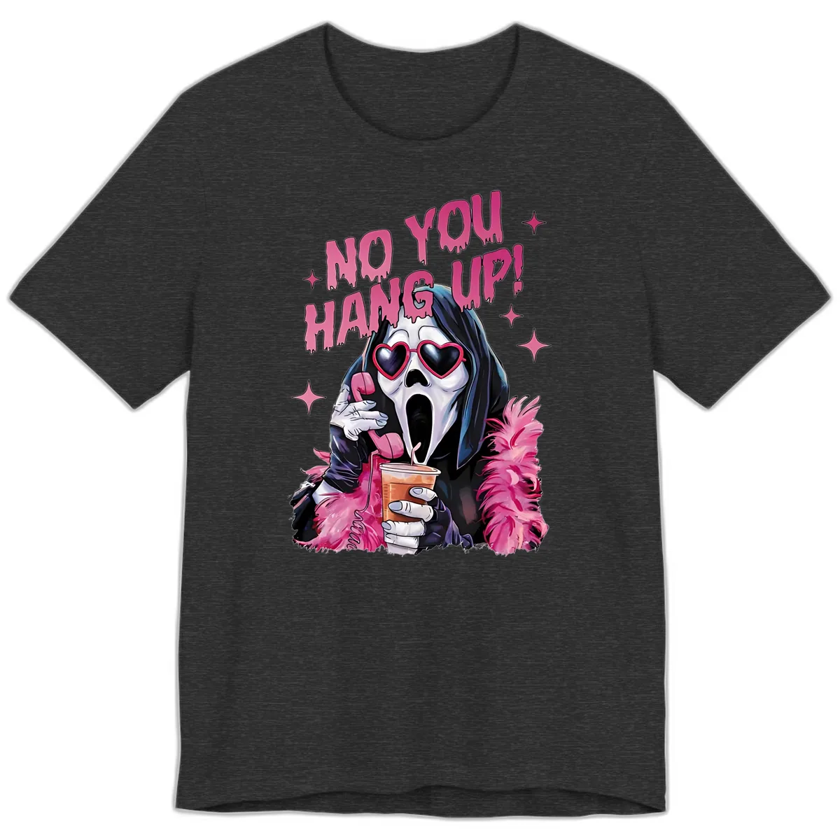 Ghostface Hang Up Halloween Design Premium T-Shirt in Dark Grey Heather