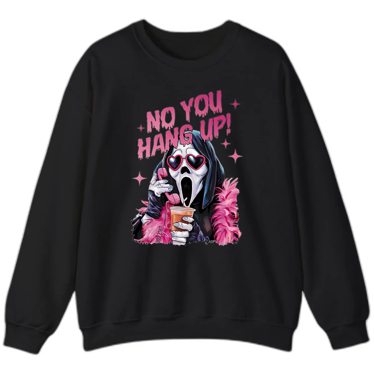 Ghostface Hang Up Halloween Design Sweatshirt in Black