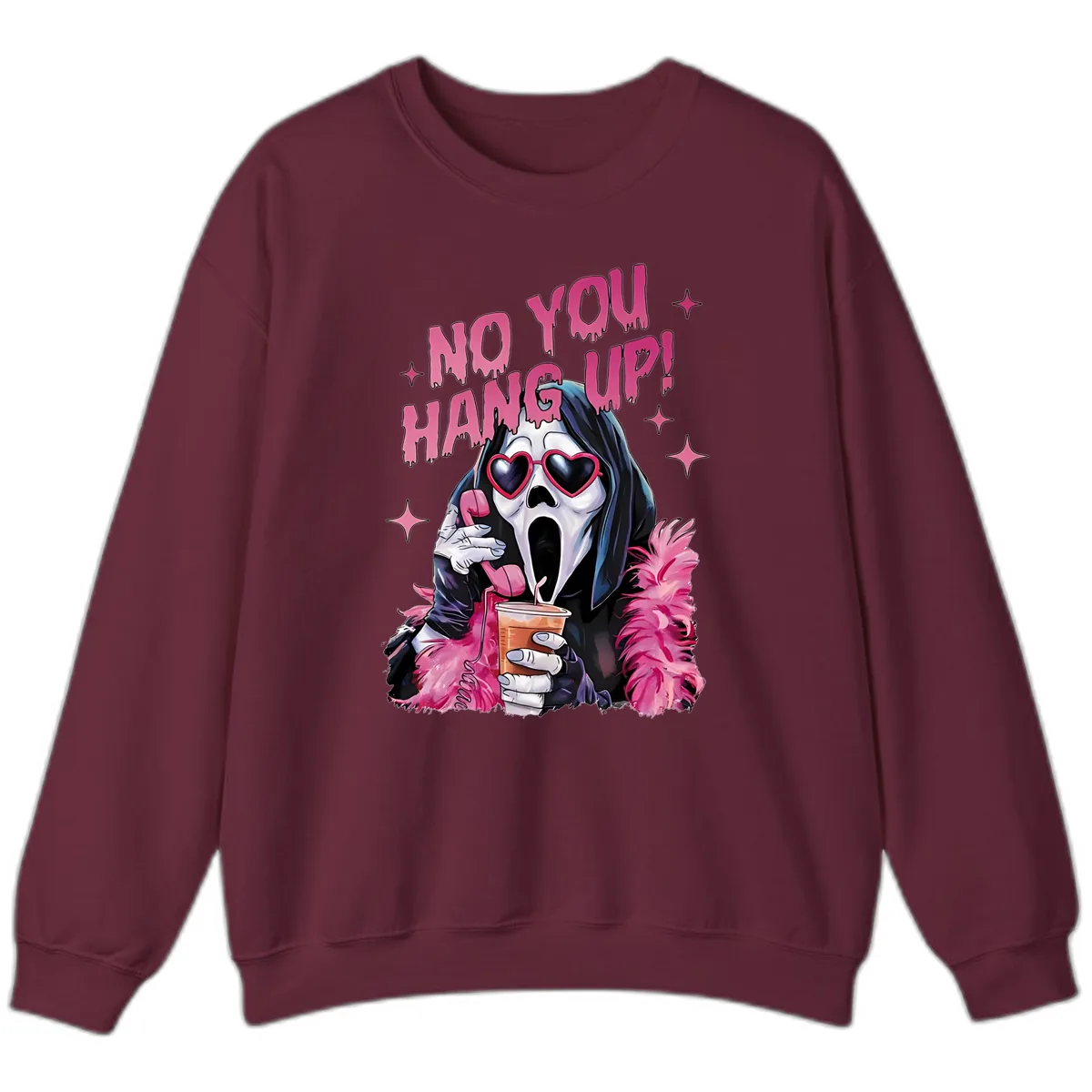 Ghostface Hang Up Halloween Design Sweatshirt in Maroon
