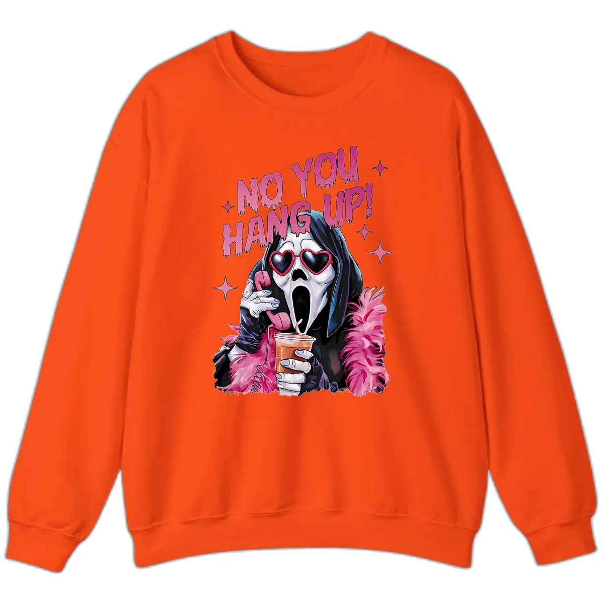 Ghostface Hang Up Halloween Design Sweatshirt in Orange