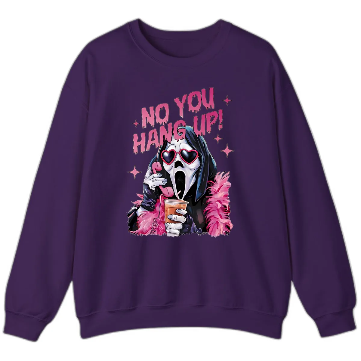 Ghostface Hang Up Halloween Design Sweatshirt in Purple