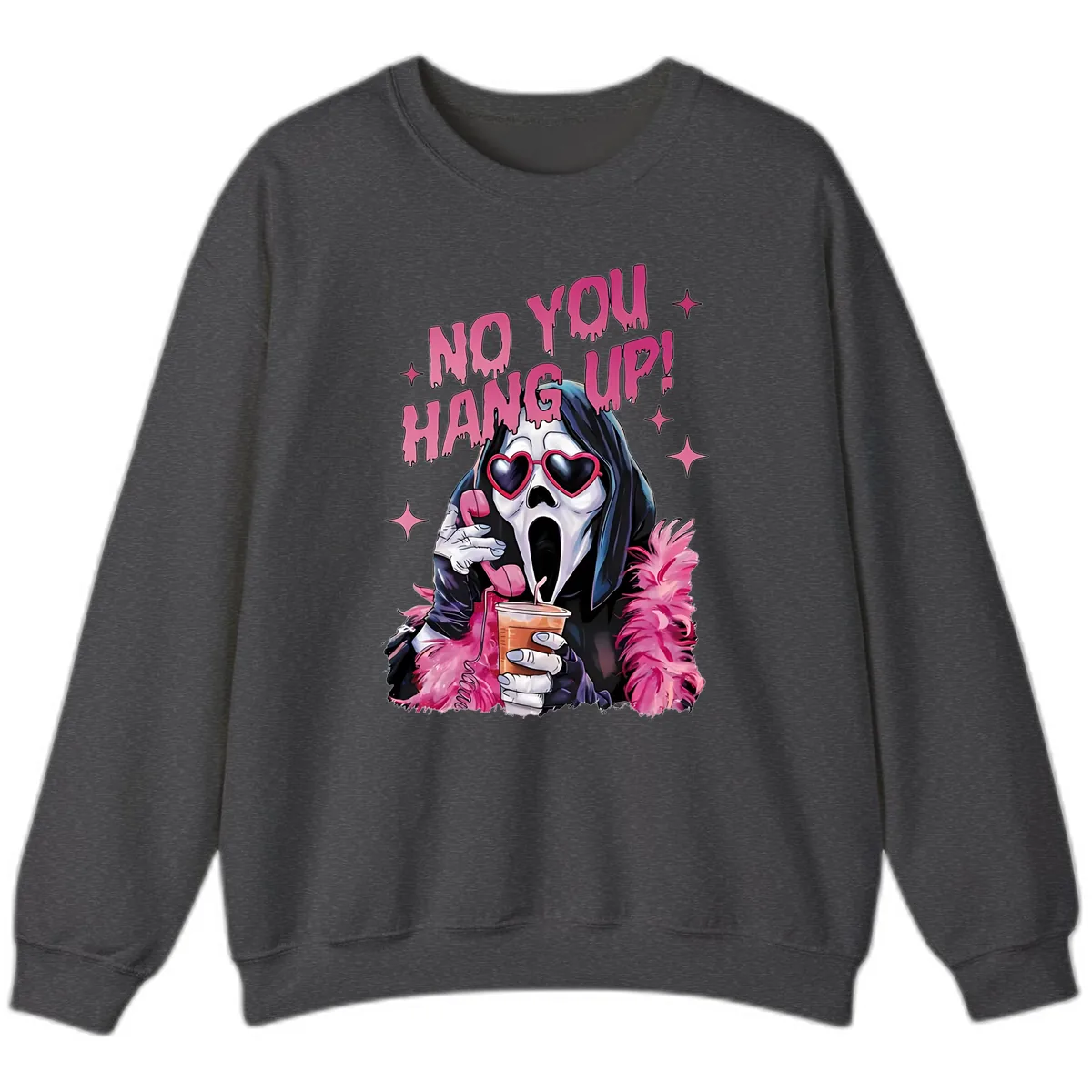 Ghostface Hang Up Halloween Design Sweatshirt in Dark Heather